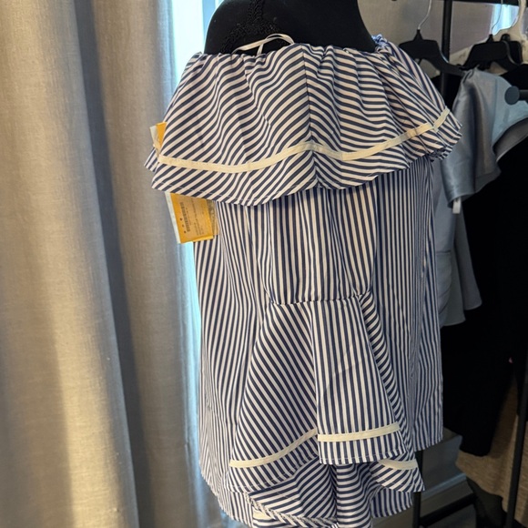 Striped Off-Shoulder Ruffle Top NWT - Picture 4 of 5